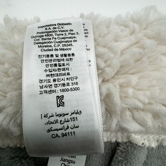 POTTERY BARN | One Size Teen Gray Cream Faux-Fur Trim Hooded Belted Robe Pockets - Picture 7 of 9